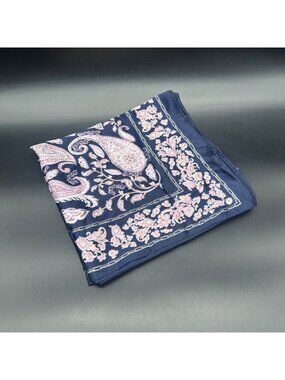Floral Paisley Square Scarf Navy Blue Lavender Purple Fashion Accessory